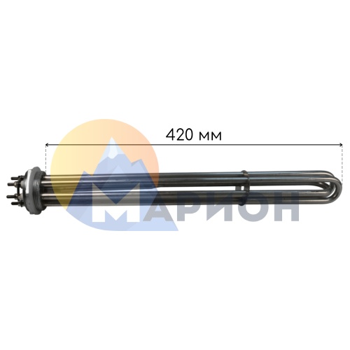 Блок ТЭН-10,0кВт, 220В (420мм.) G1 1/2" нерж/нерж (трубка + колпак) JH